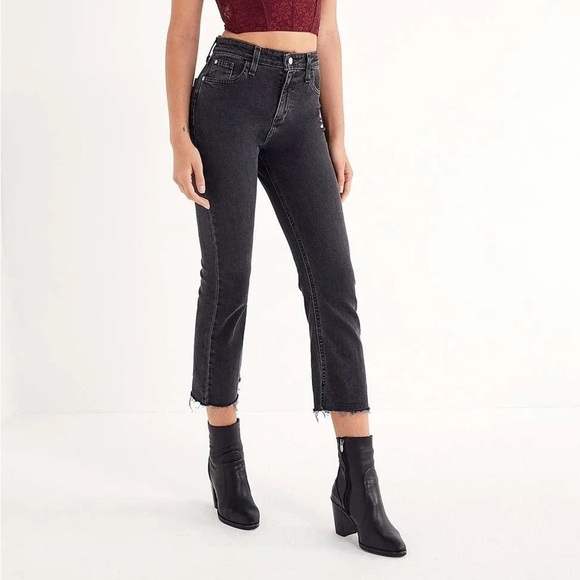 BDG Kick Flare High Rise Cropped Black Jeans - Picture 2 of 16